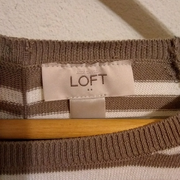 Ann Taylor Loft Faux Button Back Sweater Striped - Picture 2 of 5